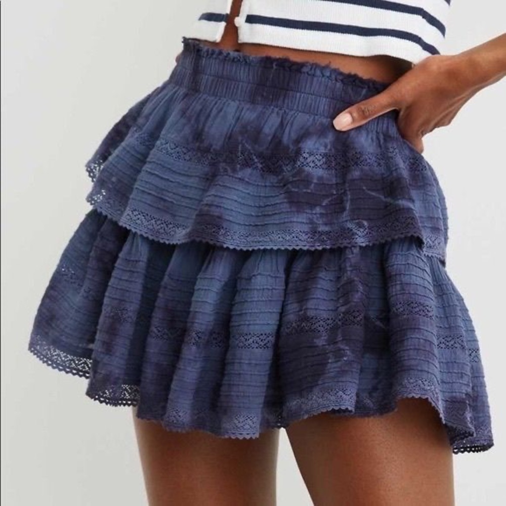 Aerie “rock n ruffle” blue tie dye skirt - Free Shipping!